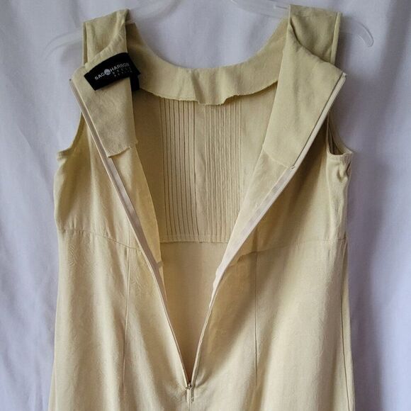 Sag Harbor Pencil Dress Yellow Rayon blend 12P Jacquard Zip sleeveless Retro EUC - Picture 11 of 15